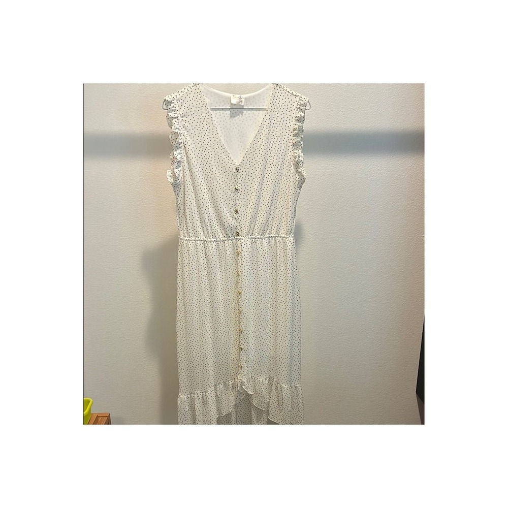 Siren Lily White Eyelet Ruffle Maxi Dress